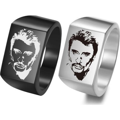 Johnny Hallyday Photo Punk Rock Wide Rings for men woman jewelry stainless steel Hip Hop males Finger ring SL-101
