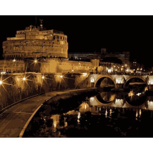 MaHuaf-j627 Castel Sant\'Angelo, Rome Italy Diy painting by numbers acrylic paint by numbers kit landscape wall pictures