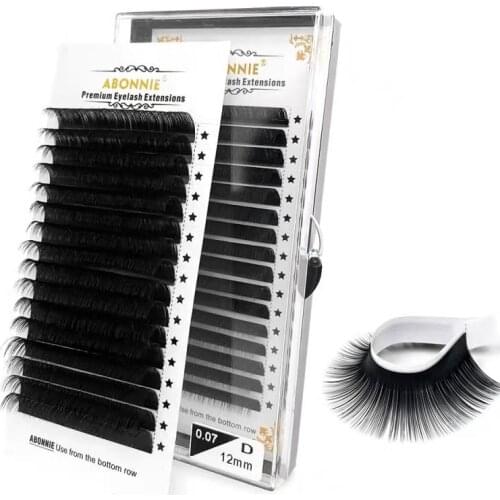 Abonnie Eyelash Extension Individual Mink C/D Curl Lashes Extension Russian Volume Lashes Matte Black Makeup Natural Lashes