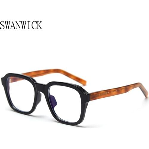 Swanwick square glasses frame women anti off light blue glasses for men optical retro thick black transparent accessories clear
