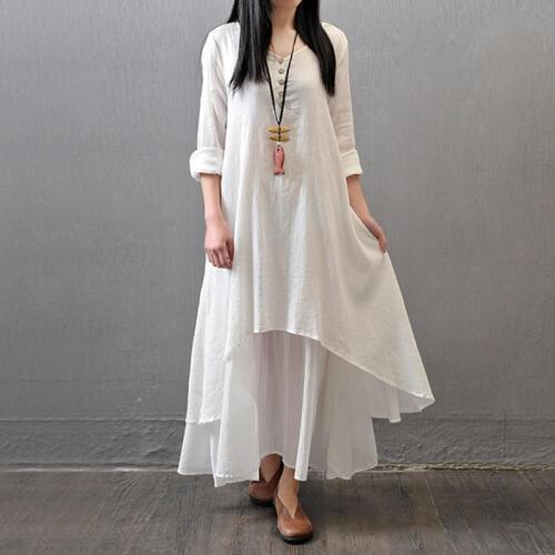 Long Sleeve Pregnancy Vestidos Gravidas Dress Autumn Maternity Clothing Linen Maternity Dress For Pregnant Women Clothes Plus