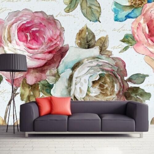 Custom 3D Photo Wallpaper Mural Hand Painted Pink White Rose Peony Flower Wall Mural Living Room Home Decor Painting Wall Paper