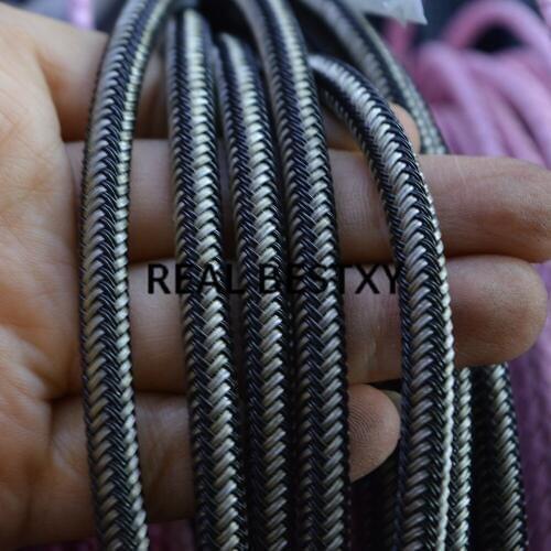 REAL BESTXY 5m/lot 6mm black and steel color stainless steel thread rope for bracelet making braided stainless steel rope cord