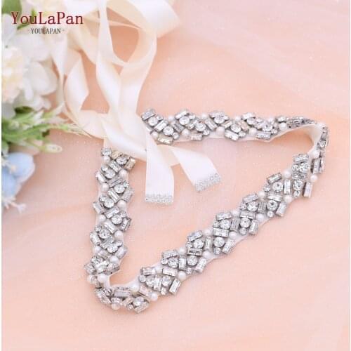 YouLaPan S432 Wedding Belt for Bride Dress Belt Jeweled Belts for Wedding Waistband Pearl and Rhinestone Wedding Dress Belt