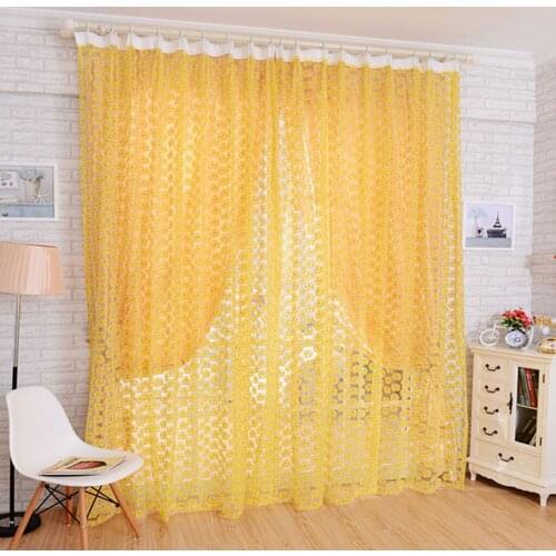 Rose Pattern Room Window Divider Screen Panel Voile Organdy Sheer Curtain for Home Hotel Window