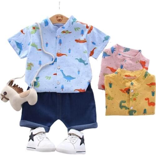 Boys and girls Short sleeve shirt and Pants 2 pieces Clothing sets childrens clothing Baby summer Childrens suit Clothes Sets