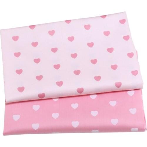 Printed Heart Twill Cotton Fabric,Patchwork Cloth,DIY Sewing Quilting Fat Quarters Material For Baby&Child