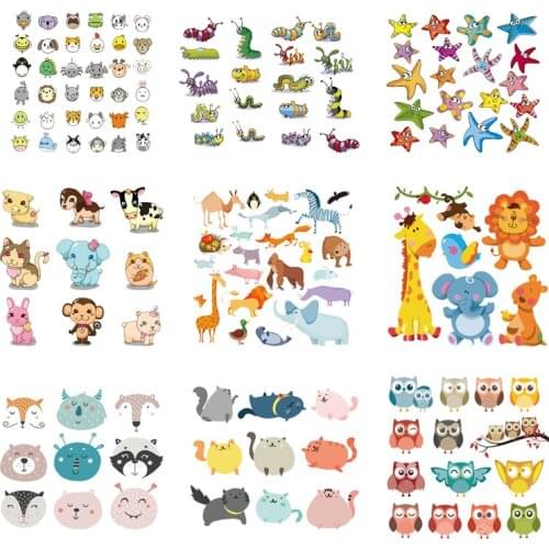 Iron-on Transfers for Clothing Patches for Clothes Cute Stickers Diy Animals Patch Flex Fusible Transfer Vinyl Adhesive Stripe C