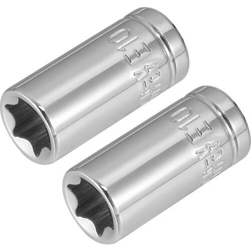 Uxcell 2Pcs 1/4-inch Drive E10 External Torx Shallow Socket, Cr-V Steel