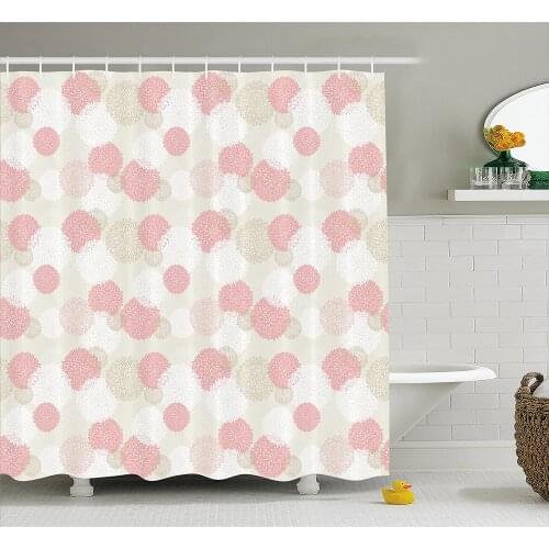 Pastel Shower Curtain Soft Toned Spring Floral Motif with Peony Blossoms Petals Elegance Image Waterproof Bath Curtains