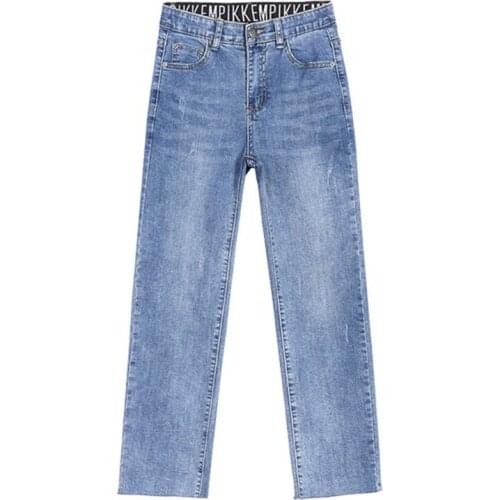 Free Shipping Womens 2020 Spring Summer New High Rise Straight Jeans Wild slimming high straight wide leg pants