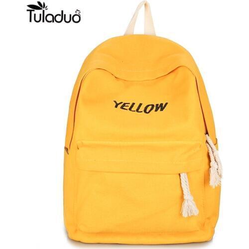 New Fashion Backpack for Women Leisure Trip Rucksacks Back Pack for Girls Teenager Yellow Color Laptop Bagpack School Bags