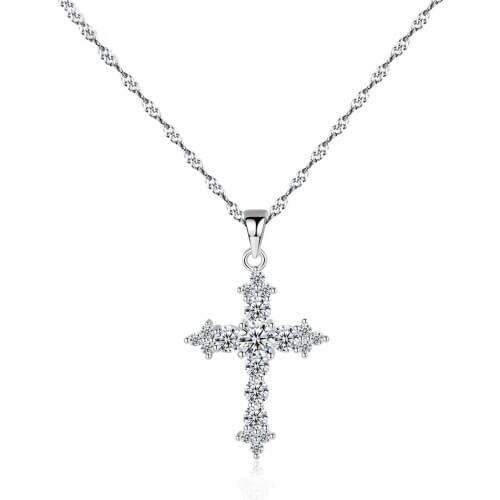 MetJakt S925 Sterling Silver Cross Pendant Fashion Faith Womens Necklace