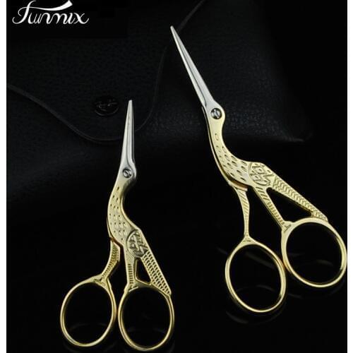 1Pcs Brand Scissors Vintage Retro Stainless Steel Crane Pattern Makeup Cosmetic Convenient Scissors Eyelash Extension Tool