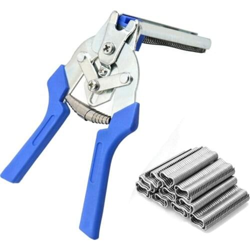GTBL 1 Pcs Hog Ring Pliers with 600 Pcs M Type Nails,Installation Repair Hand Tools for Animal Cages,Fencing,Railing,Car