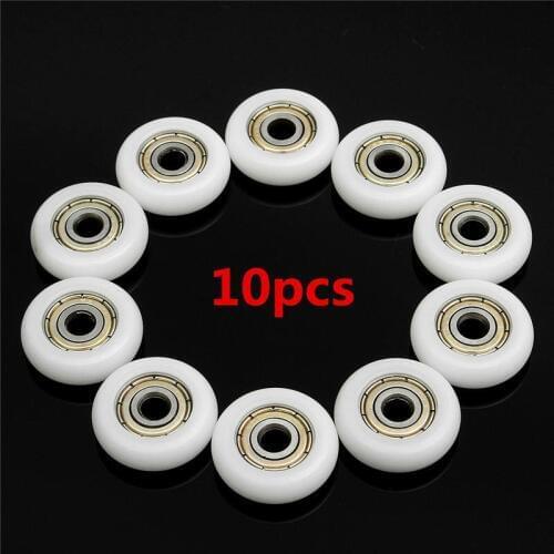 10pcs 5*23*7mm Nylon Roller Wheel Plastic Carbon Steel Bearings Pulley Wheels Embedded Groove Suitable For Furniture Accessories