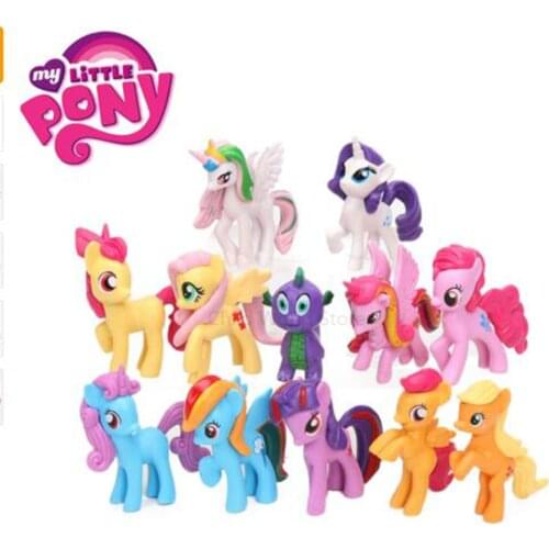 12pcs My Little Pony Toys Rainbow Unicorn Mini Horse PVC Action Figures Sparkle The Dragon Dolls Toys for Childrend Gifts 2M01