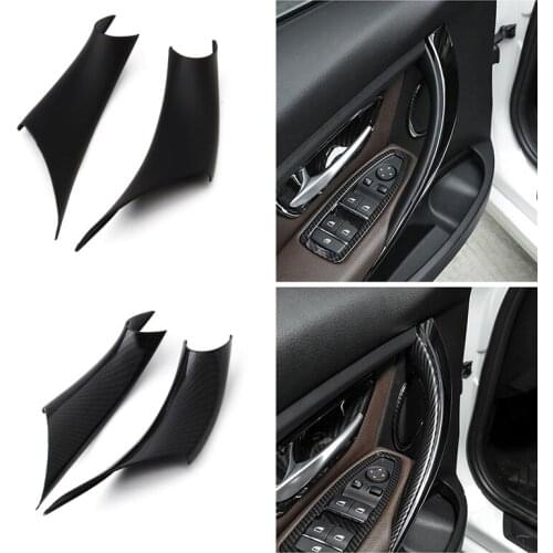 2pcs Auto Carbon Style Interior Door Handle Pull Protective Frame Cover For BMW 3 4 Series F30 F35 2012 2013 2014 2015 2016