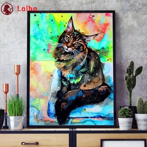 5D DIY Diamond Painting cartoon cat cross stitch full square/round diamond embroidery cute pet mosaic painting kitten home decor
