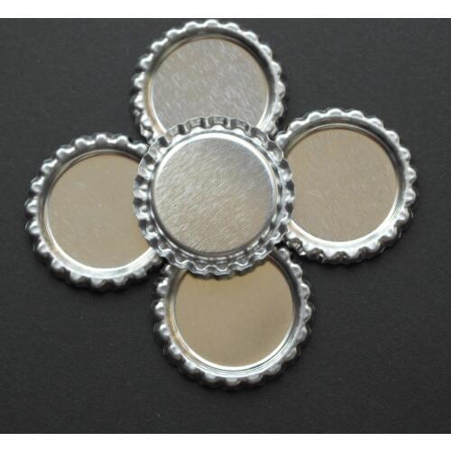 Free Shipping 1000pcs/Lot 1'' Flattened Chrome Bottle Caps Linerless Colorful Sliver Bottle Caps Metal Dome Flat Beer Caps