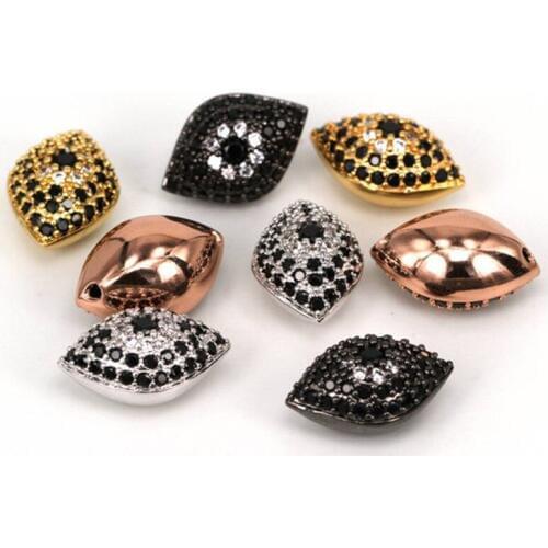 CZ Evil eyes shape micro pave bead/Cubic Zircon CZ space beads for Unisex bracelet jewelry Wholesale