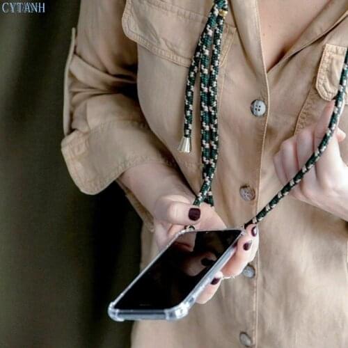 For Samsung Galaxy J3 J5 J7 2016 2017 J5 J7 Prime J4 J6 A6 2018 Luxury Crossbody Necklace Cord Transparent strap soft Phone Case