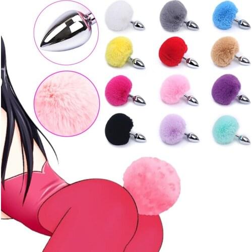 Ponytail Anal Beads Cork Butt Plug Stimulator Bunny Sex Toys Dildo Stainless Steel Anal Plug For Gay Couple anal plug tail gag