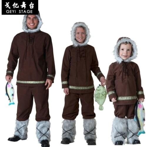 Cos Eskimo Costume Halloween childrens day stage performance Arctic Aboriginal costume parent-child Costume