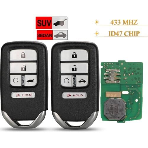 Kutery 5 Buttons Smart Remote Car Key Fob 433Mhz ID47 Chip For Honda Civic CR-V Pilot 2016 2017 2018