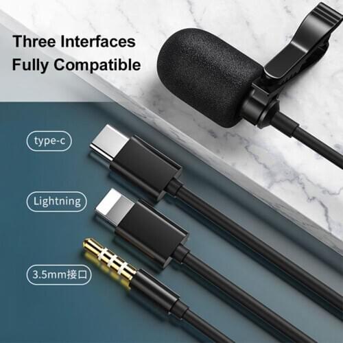 Microfono Mini Portable 3.5mm lavalier Microphone for Phone Clip-on Condenser Microphone for PC Computer DSLR Cameras wired mic
