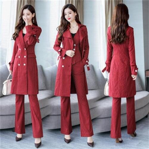 Fashion suit women autumn New Casual temperament slim striped suit + vest + pants three-piece suit women