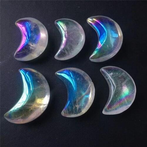Natural healing gemstone crystal aura clear quartz moon precious stones for gifts