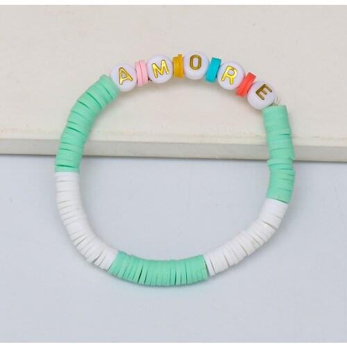 New Boho Colorful Green Clay Bracelet Cute Streetwear Mini Hand Chain Wholesale Wedding Statement Beaded Bracelet For Women 2021