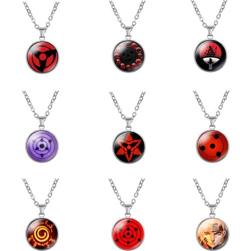 Sharingan Pendant Necklace Classic Japanese Anime Accessories Cosplay Akatsuki Itachi Cartoon Jewelry Mens Chain Gift Wholesale