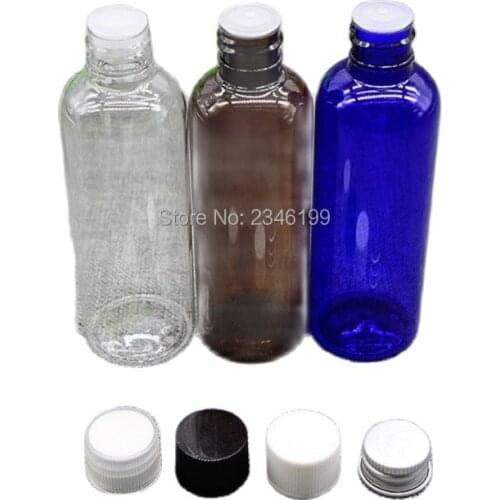 Empty Plastic Bottle 100ml Black Cover Blue Bottle Rotating Cover Transparent Capping Bottle Inner Plug Cosmetic Container 25pcs