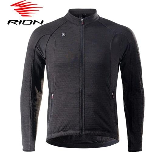 RION Mens Cycling Jersey 2021 Spring Thermal Fleece Long Sleeve Road Bike Jersey MTB Downhill Cycling Clothing maillot ciclismo