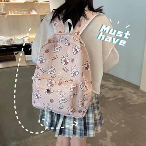 Korean Japanese junior and high school students campus backpack elementary school students cute cartoon printed backpack 2021