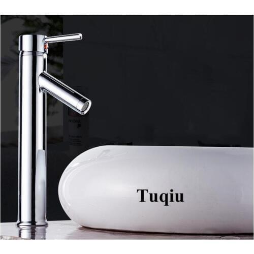 Vidric Chrome Bathroom High Sink Basin Faucet Hot and Cold Single Lever Basin Faucet Brass