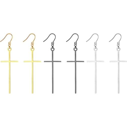 Boniskiss Fashion Popular Cross Stud Earrings for Women Jewelry Gifts Stainless Steel Pendant Stud Earrings Jewelry DropShipping