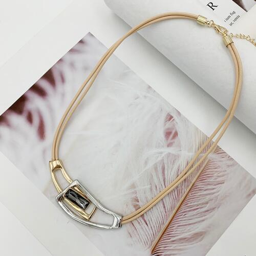 Unique Fashion Alloy Necklaces & Pendants Leather Chain Collar Choker Necklace For Women Summer Jewelry 4 Colors