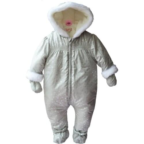 Winter Thick Warm Baby Unisex Clothes Plus Velvet Silver Romper For 0-2 Year Baby Hoodies Jumpsuit For Children Free Shipping