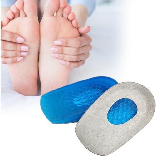 1Pair Heel Insoles Shock Absorption Wraparound Protection Rubber Shoe Inserts for Plantar Support
