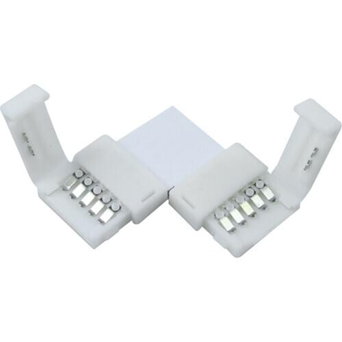 10pcs/lot Solderless L Shape 90 Degree Corner Connectors rgbw 5 pin connectors for 12V 5050 12mm width LED RGBW/RGBWW Strip