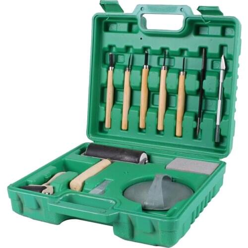 13 PCS Printmaking Tools Kit with Carry Box Engraving Wood Block Printing Tool Set with Carving Tools Rubber Roller Whetstone