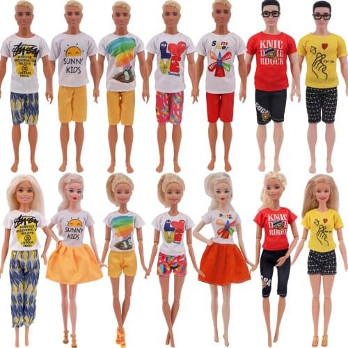 Clothes For Couple Barbies Doll Skirts T-Short and Casual Shorts For Ken Barbies Doll Wear Outfit Girls Baby Toy Gifts