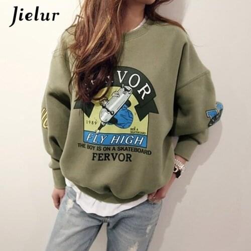 2021 Winter Autumn New Harajuku Funny Cartoon Tracksuit for Women Pullover Fleece Hoodies Loose Female Sweatshirt Army Green 2XL