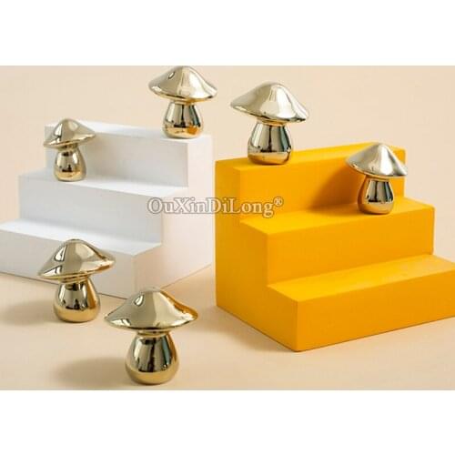 HOT 4PCS Pure Brass Gold Mushroom Furniture Handles Drawer Pulls Cupboard Wardrobe Kitchen Wine TV Cabinet Pulls Handles & Knobs