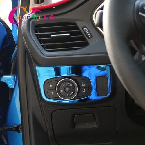 Stainless Steel Car Head Lights Headlamp Switches Buttons Panel Cover Trim Fit for Ford Focus MK4 2019 2020 Accessories