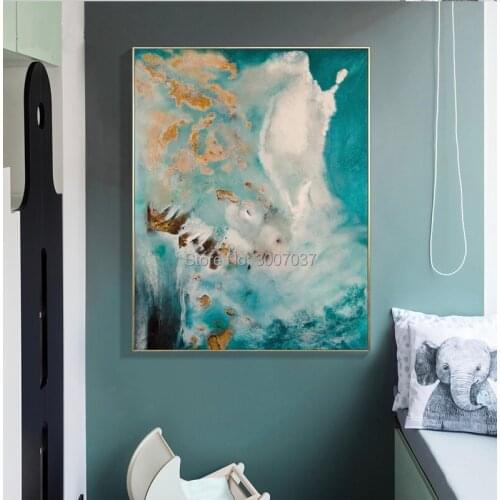 Free Shipping Canvas Modern Hand Painted Canvas Painting for Living Room Abstract Green Color Oil Painting Home Decoration