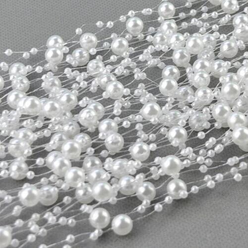 10 Meter 8+3mm Fishing Line Pearls Beads Chain Garland Flowers Wedding Party Decoration Bead Chain multicolor